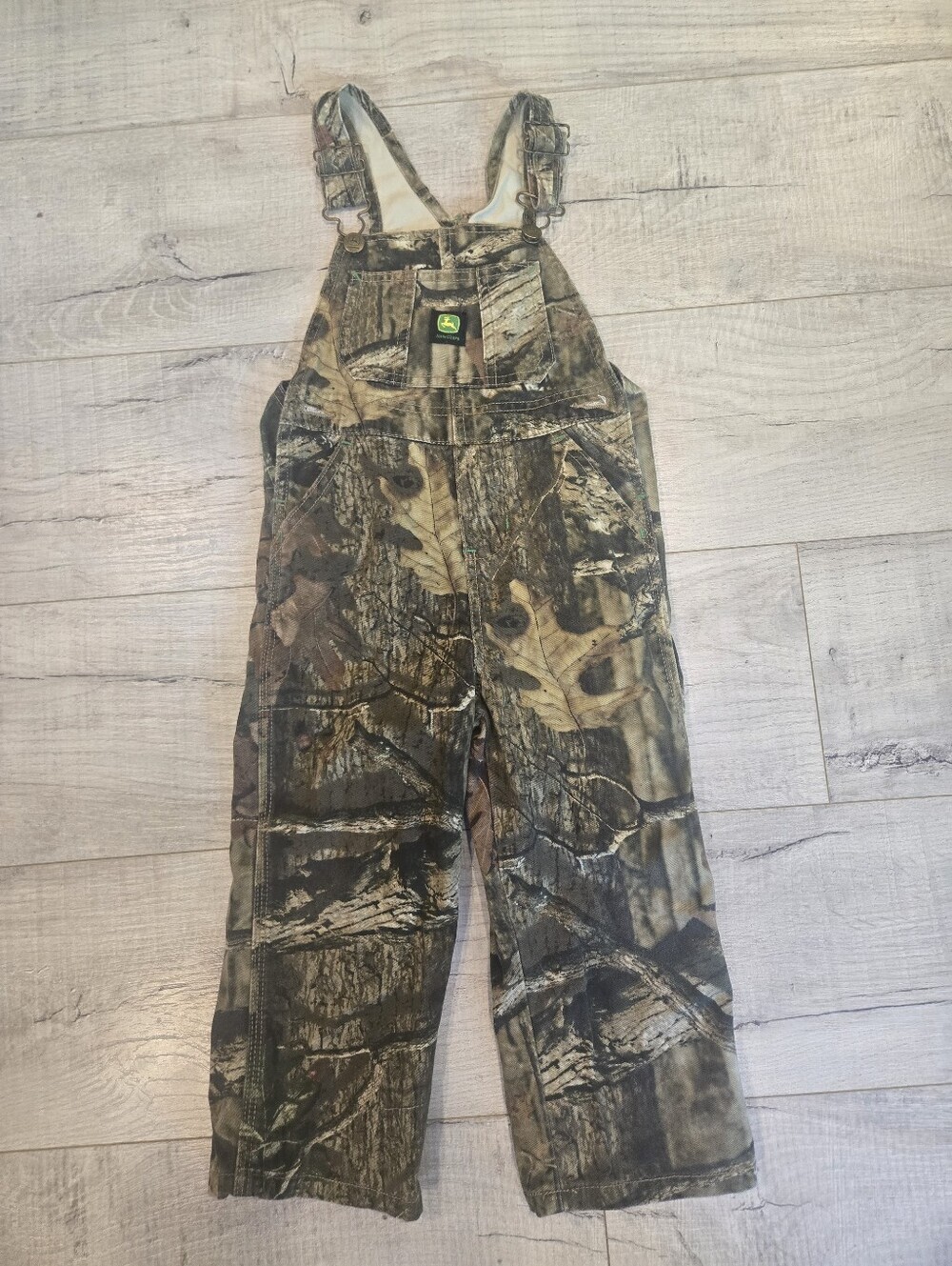 John Deere Kids Camouflage One-Piece Bib Overalls - Brown Green